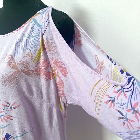 FRE PEOPLE Lavender  mini Floral Cold Shoulder Dress XS - Picture 5 of 8